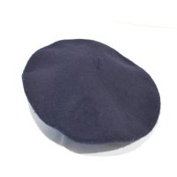 デッドストック【フランス製】【ビンテージ】黒【ウール】【ベレー帽】【10インチ】【４７ｃｍ程度】 