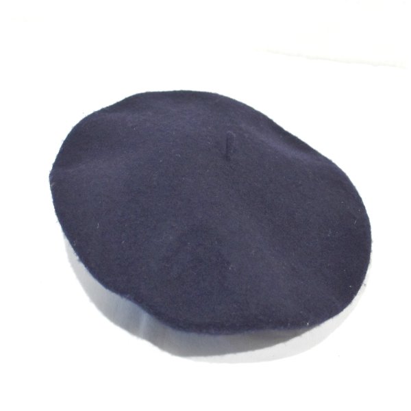 画像1: デッドストック【フランス製】【ビンテージ】黒【ウール】【ベレー帽】【10インチ】【４７ｃｍ程度】 