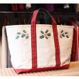 画像1: 【80’s】【ビンテージ】【L.L.bean】【エルエルビーン】生成り×赤ｘ緑【ヒイラギ】【キャンバス】【トートバッグ】【キャンバストート】<br> (1)