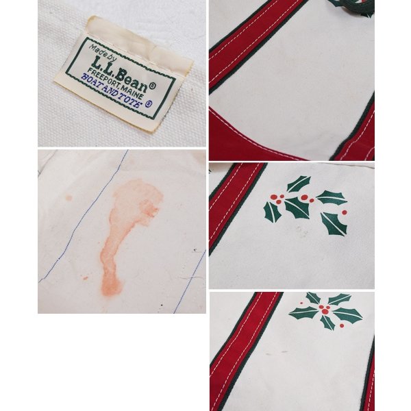 画像2: 【80’s】【ビンテージ】【L.L.bean】【エルエルビーン】生成り×赤ｘ緑【ヒイラギ】【キャンバス】【トートバッグ】【キャンバストート】 