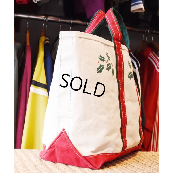画像4: 【80’s】【ビンテージ】【L.L.bean】【エルエルビーン】生成り×赤ｘ緑【ヒイラギ】【キャンバス】【トートバッグ】【キャンバストート】 