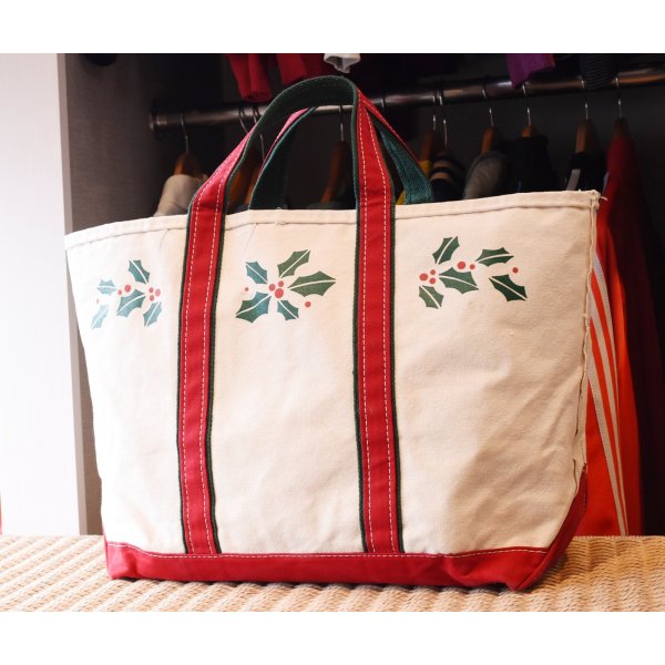 画像3: 【80’s】【ビンテージ】【L.L.bean】【エルエルビーン】生成り×赤ｘ緑【ヒイラギ】【キャンバス】【トートバッグ】【キャンバストート】 