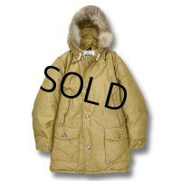 70's【ビンテージ】【ウールリッチ】【Woolrich】【ベージュ】【中綿入り】【ファーフード付き】【中綿ダウンジャケット】【サイズM程度】 