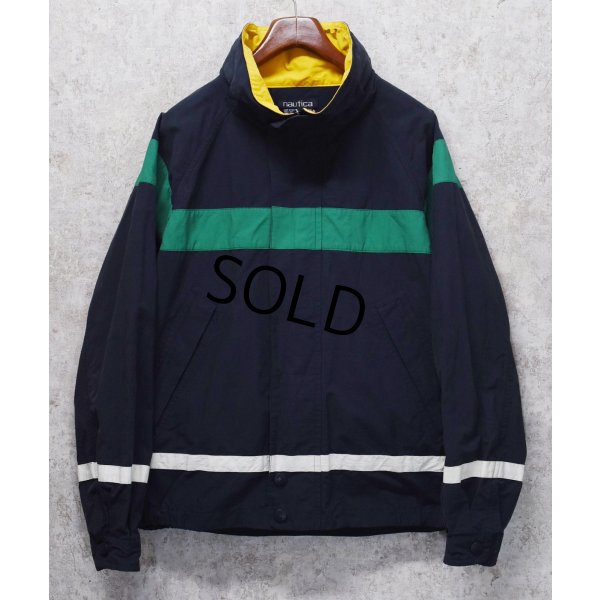 画像1: 90's【ビンテージ】【nautica】【ノーティカ】【紺×緑ｘ白】ジップアップブルゾン【サイズＸＬ】 