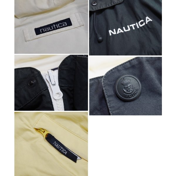 画像2: 90's【ビンテージ】【nautica】【ノーティカ】【緑ｘ紺ｘ白 切替】ｘ【生成り】リバーシブル  コットン ジップアップブルゾン【サイズL程度】 