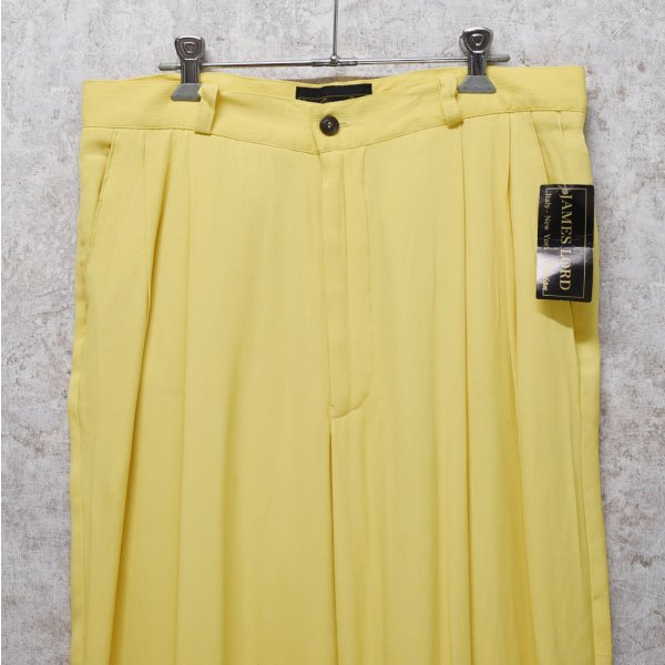 画像1: 90’S~ デッドストック USA製【JAMES LORD】ジェームズ・ロード【黄色】レーヨン ２タック【パンツ】【W34】 