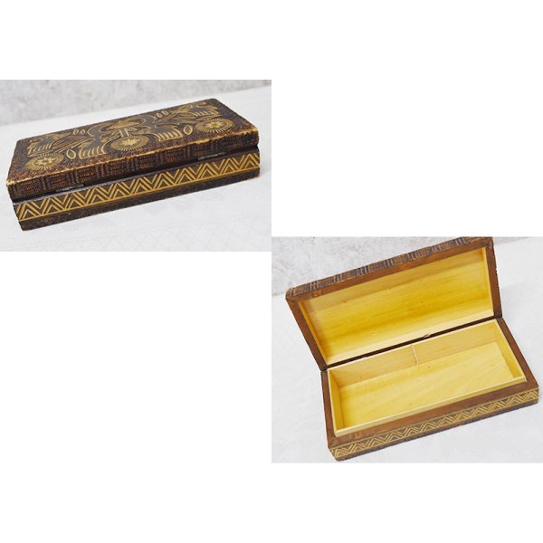 画像2: 【ビンテージ】【ネイティブ柄】木彫り【ケース】ペンケース　木箱 