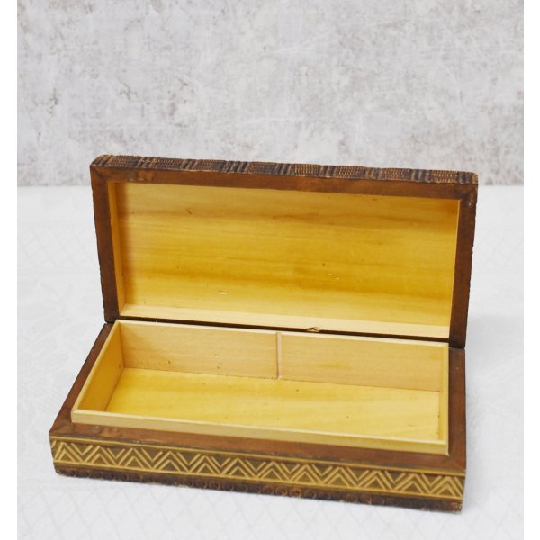 画像5: 【ビンテージ】【ネイティブ柄】木彫り【ケース】ペンケース　木箱 