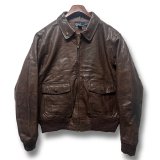 ビンテージ【ラルフローレン】POLO RALPH LAUREN【ブラウン】【A-2タイプ】【レザージャケット】【サイズXL】 