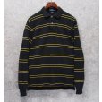 画像1: ビンテージ【ラルフローレン】 【POLO ralph lauren】【緑ｘ紺ｘ黄色】ボーダー【長袖ポロシャツ】 【サイズＳ】 <br> (1)