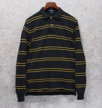 ビンテージ【ラルフローレン】 【POLO ralph lauren】【緑ｘ紺ｘ黄色】ボーダー【長袖ポロシャツ】 【サイズＳ】  