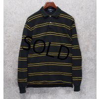ビンテージ【ラルフローレン】 【POLO ralph lauren】【緑ｘ紺ｘ黄色】ボーダー【長袖ポロシャツ】 【サイズＳ】  