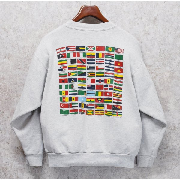 画像4: ~90's【ビンテージ】USA製【ONEITA】【オニータ】【国旗プリント】グレー【スウェット】【サイズL】 