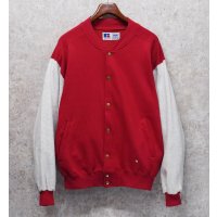 90's USA製【ビンテージ】RUSSEL【ラッセル】【赤ｘグレー】【スウェットスタジャン】【サイズM】 