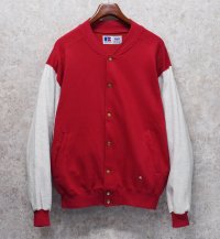 90's USA製【ビンテージ】RUSSEL【ラッセル】【赤ｘグレー】【スウェットスタジャン】【サイズM】 