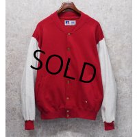 90's USA製【ビンテージ】RUSSEL【ラッセル】【赤ｘグレー】【スウェットスタジャン】【サイズM】 