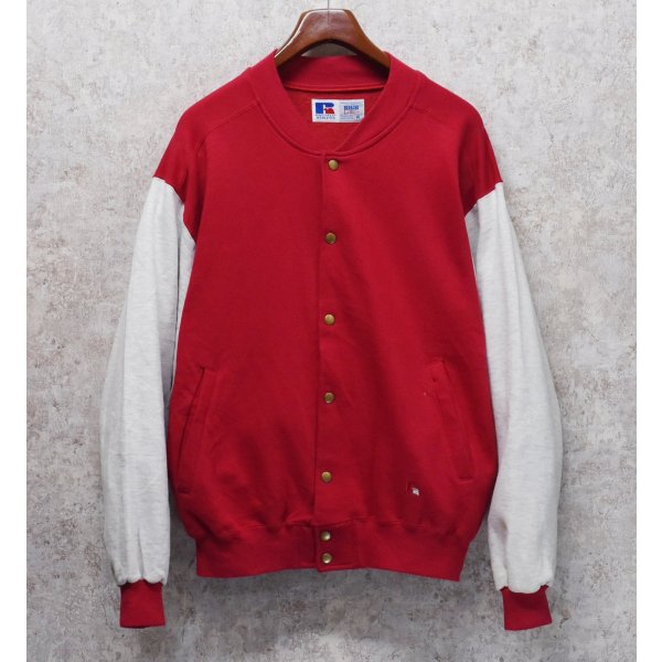 画像1: 90's USA製【ビンテージ】RUSSEL【ラッセル】【赤ｘグレー】【スウェットスタジャン】【サイズM】 