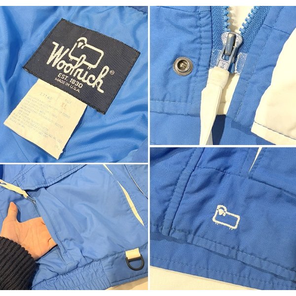 画像2: ビンテージ USA製【80's】【Woolrich】ウールリッチ【青×白】【中綿入りジャケット】サイズXL 