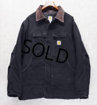 ビンテージ【carhartt】【カーハート】【黒】トラディショナルコート【ブランケット裏地付き】【ダック地】【ワークジャケット】【XＬ程度】 