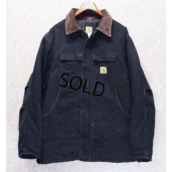 画像1: ビンテージ【carhartt】【カーハート】【黒】トラディショナルコート【ブランケット裏地付き】【ダック地】【ワークジャケット】【XＬ程度】 