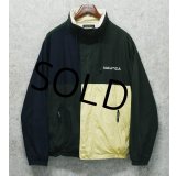 90's【ビンテージ】【nautica】【ノーティカ】【緑ｘ紺ｘ白 切替】ｘ【生成り】リバーシブル  コットン ジップアップブルゾン【サイズL程度】 