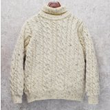 【アイルランド製】ビンテージ【John Molloy】ジョン モロイ ネップ入り【タートルネック】【フィッシャーマンセーター】【サイズS程度】  