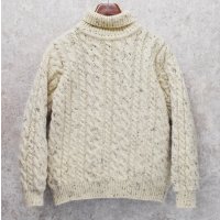 【アイルランド製】ビンテージ【John Molloy】ジョン モロイ ネップ入り【タートルネック】【フィッシャーマンセーター】【サイズS程度】  