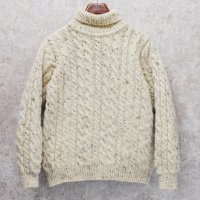 【アイルランド製】ビンテージ【John Molloy】ジョン モロイ ネップ入り【タートルネック】【フィッシャーマンセーター】【サイズS程度】  
