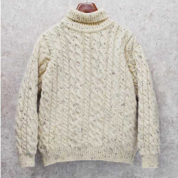 画像1: 【アイルランド製】ビンテージ【John Molloy】ジョン モロイ ネップ入り【タートルネック】【フィッシャーマンセーター】【サイズS程度】  