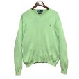 画像1: ビンテージ【ラルフローレン】POLO RALPH LAUREN【黄緑】【Vネック】PIMAコットン【コットンセーター】【サイズXL】 <br> (1)