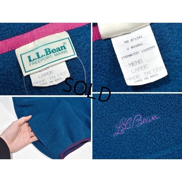 画像2: 程度良好 90's~ 【ビンテージ】【ＬＬビーン】【L.L.bean】【エメラルドｘ紫】【プルオーバーフリース】サイズＭ－Ｌ 