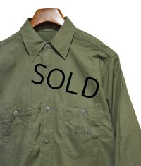 40's【米軍実物】USネイビー【ビンテージ】【U.S.NAVY】【N-3】 【コットンポプリン】ユーティリティシャツ【15 1/2】 