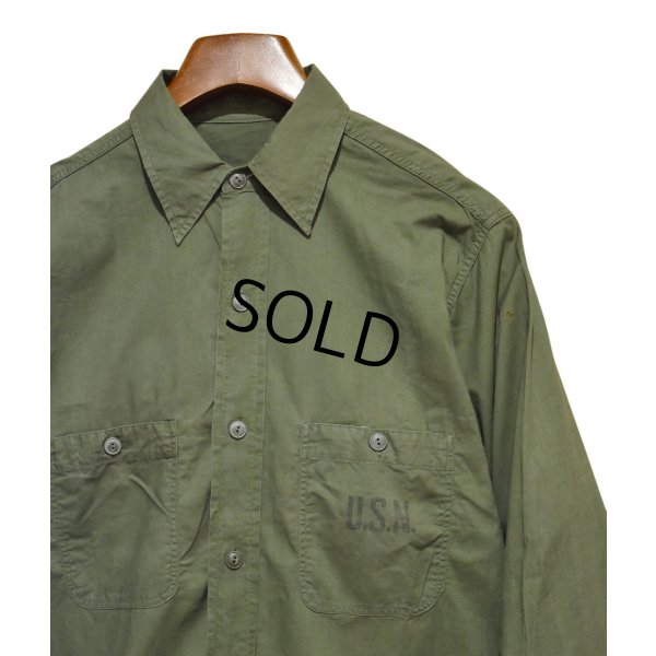 画像1: 40's【米軍実物】USネイビー【ビンテージ】【U.S.NAVY】【N-3】 【コットンポプリン】ユーティリティシャツ【15 1/2】 