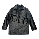 【ビンテージ】オールドギャップ【GAP】【ギャップ】【ブラック】カーコート【レザージャケット】【サイズXS】 