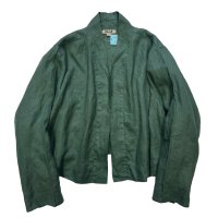 【FLAX】フラックス【リネン】緑【シャツジャケット】【リネンシャツ】【レディース古着】【Ｌ程度】 