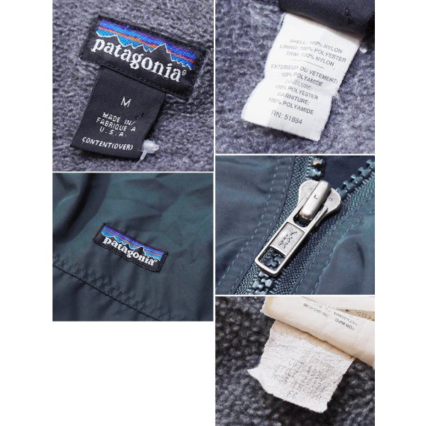 画像2: 90's USA製【パタゴニア】patagonia ナイロン【シェルドシンチラジャケット 】【緑×裏地グレー】【裏フリースブルゾン】【サイズM】 