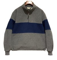 90's【ビンテージ】Eddie Bauer【エディーバウアー】【グレー×青ライン】ハーフジップフリース【フリースジャケット】ポーラテック【サイズL】 