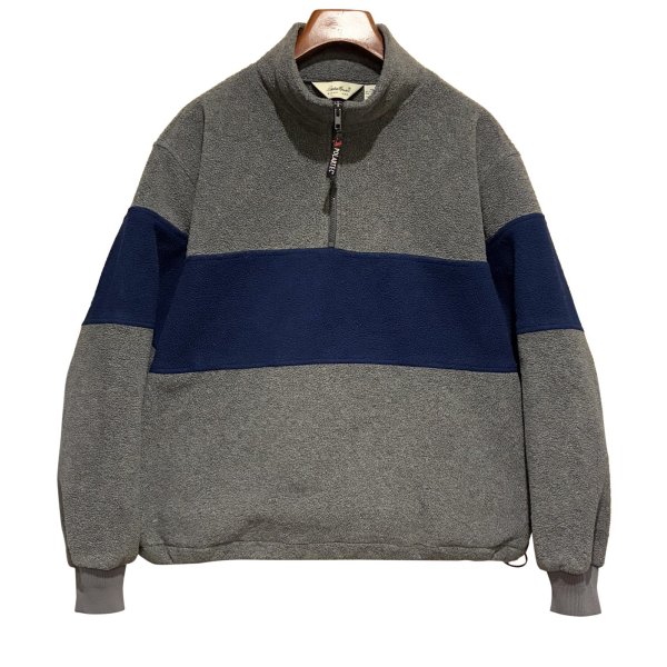 画像1: 90's【ビンテージ】Eddie Bauer【エディーバウアー】【グレー×青ライン】ハーフジップフリース【フリースジャケット】ポーラテック【サイズL】 