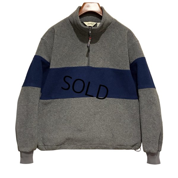 画像1: 90's【ビンテージ】Eddie Bauer【エディーバウアー】【グレー×青ライン】ハーフジップフリース【フリースジャケット】ポーラテック【サイズL】 