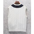 画像3: 90's~ ビンテージ【オールドGAP】ギャップ【白×襟ブラックウォッチ】【ケーブル編み】Vネック【コットンニットベスト】【サイズL】<br> (3)