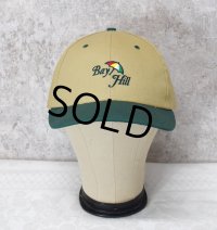 ほぼ未使用!! 90's~【USA製】【BYATEXAS】【ビンテージ】【Bay Hill】刺繍【ベージュ×ツバ緑】傘【BBキャップ】【ベースボールキャップ】サイズフリー 