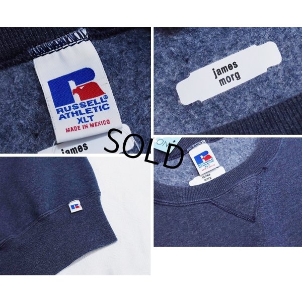 画像2: 90'ｓ【メキシコ製】【RUSSELL】ラッセル 【ビンテージ】ブルーグレー【無地】【クルーネック】前V スウェット【サイズXLT】 