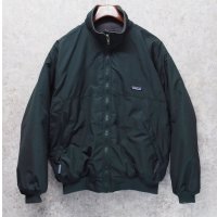 90's USA製【パタゴニア】patagonia ナイロン【シェルドシンチラジャケット 】【緑×裏地グレー】【裏フリースブルゾン】【サイズM】 