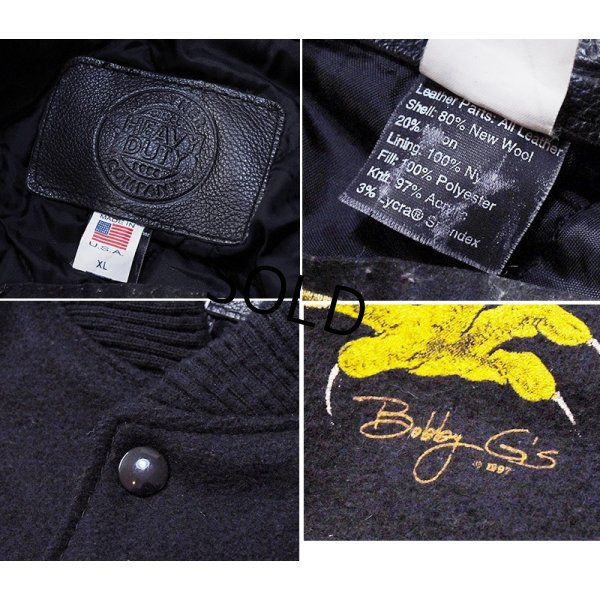 画像2: 90’ｓ~【USA製】【HEAVY DUTY】ビンテージ【鷲】ワシ バックプリント【メルトンｘレザー】【黒】【スタジャン】【サイズXL】 
