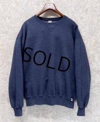 90'ｓ【メキシコ製】【RUSSELL】ラッセル 【ビンテージ】ブルーグレー【無地】【クルーネック】前V スウェット【サイズXLT】 