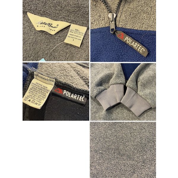 画像2: 90's【ビンテージ】Eddie Bauer【エディーバウアー】【グレー×青ライン】ハーフジップフリース【フリースジャケット】ポーラテック【サイズL】 