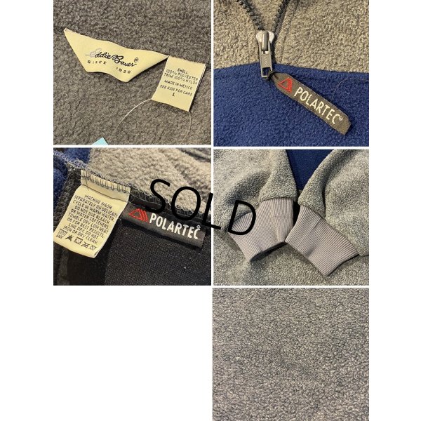 画像2: 90's【ビンテージ】Eddie Bauer【エディーバウアー】【グレー×青ライン】ハーフジップフリース【フリースジャケット】ポーラテック【サイズL】 