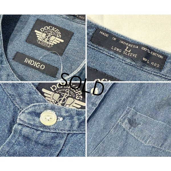 画像2: 【ビンテージ】【DOCKERS】ドッカーズ【INDIGO】バンドカラー 立ち襟【コットンシャツ】【サイズＬ】 