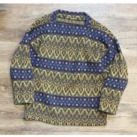 70’s〜【ビンテージ】【ジャガード織り】【総柄】ニットセーター【ウールセーター】【サイズM程度】 