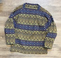 70’s〜【ビンテージ】【ジャガード織り】【総柄】ニットセーター【ウールセーター】【サイズM程度】 